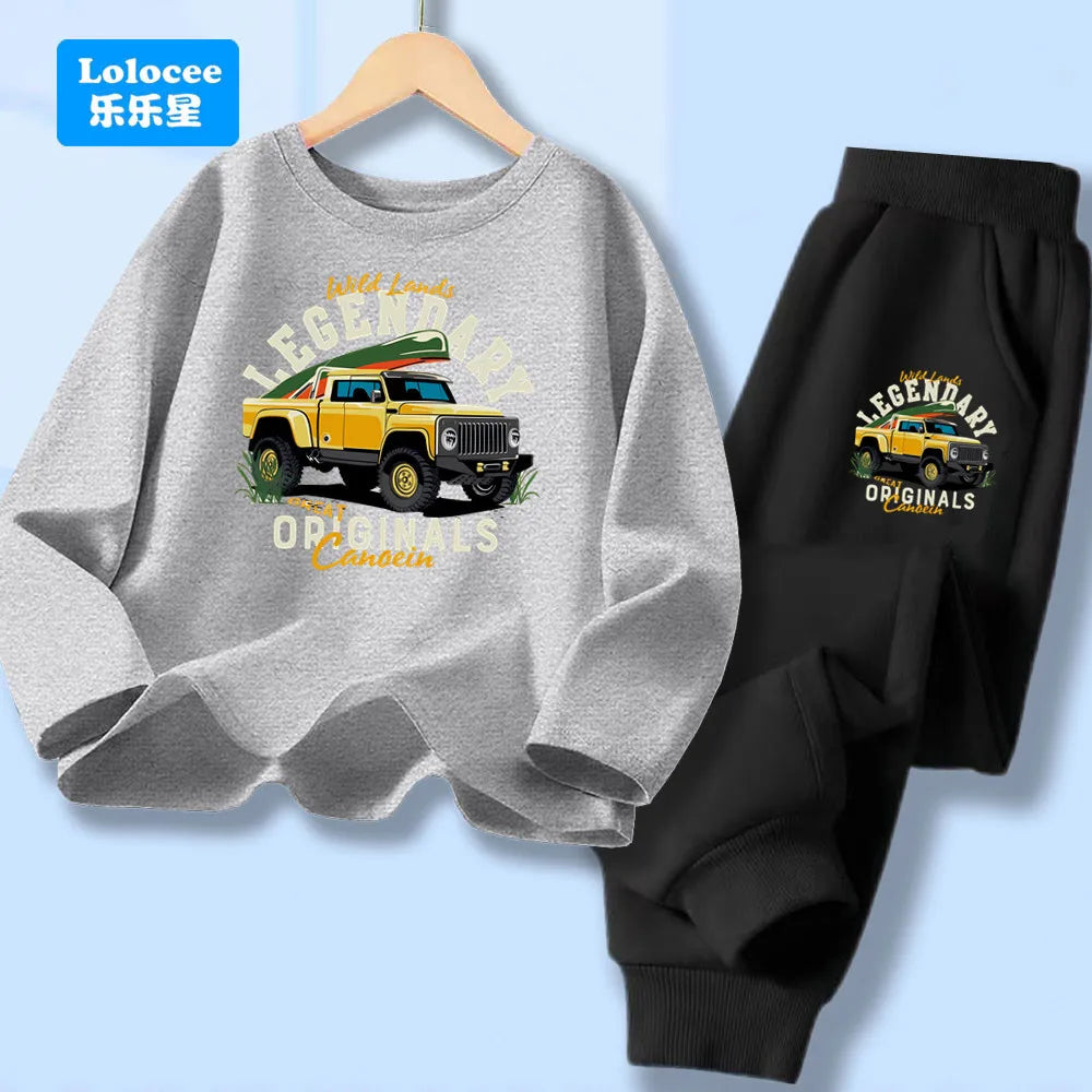 Conjuntos de camisetas y pantalones largos para niños, camisetas y pantalones de manga larga, conjuntos de 2 uds para niños, conjuntos geniales, ropa de moda para niños YYPK1