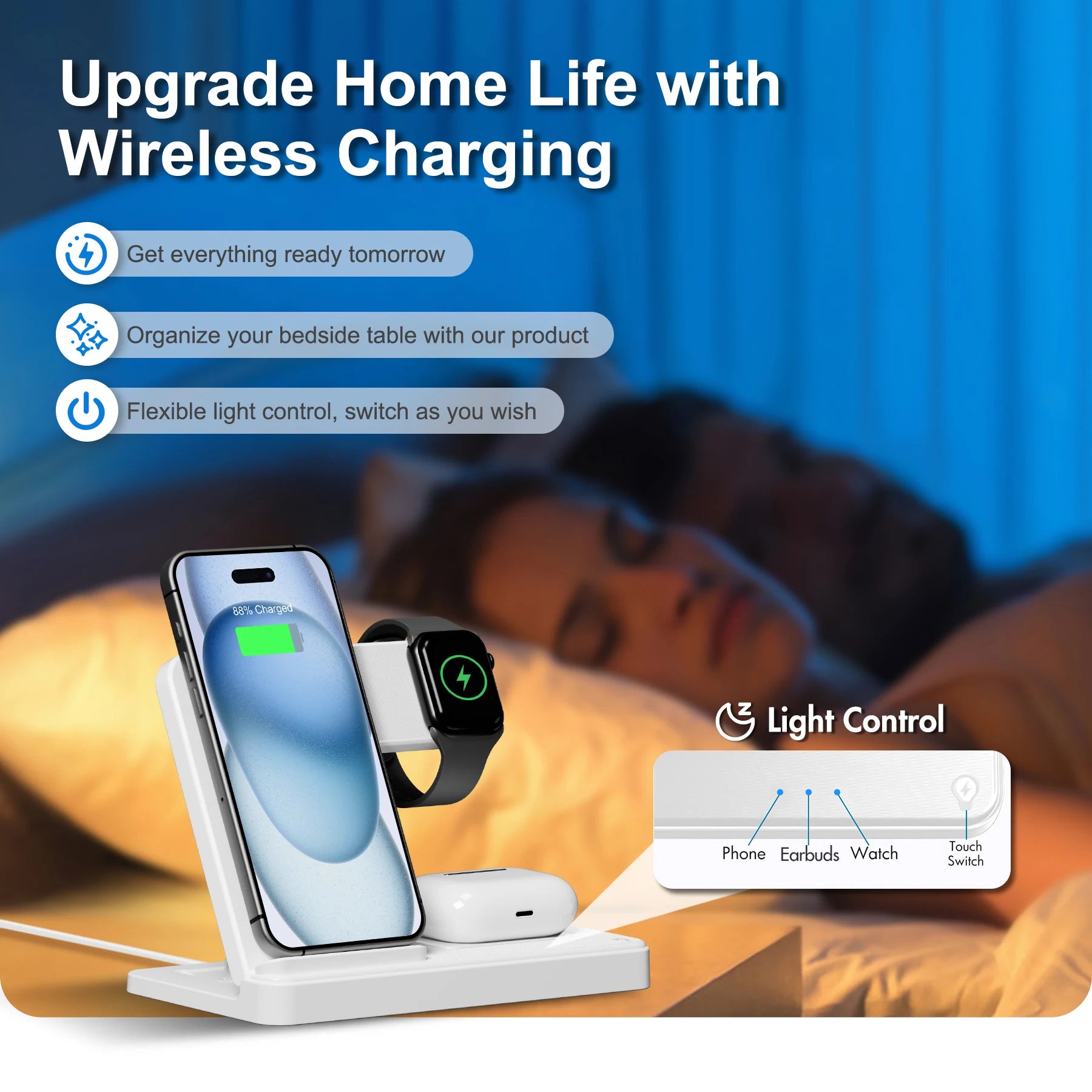Soporte de cargador inalámbrico magnético 3 en 1, estación de carga rápida de 15W, múltiples dispositivos para iPhone 15 14 13 8 Apple Watch Airpods