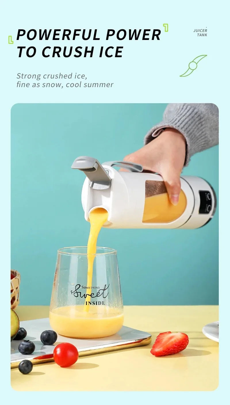 Exprimidor de frutas portátil de 10 hojas, capacidad de 450ml, 3 engranajes, licuadora recargable por USB, trituradora de hielo para batidos y batidos, taza exprimidora