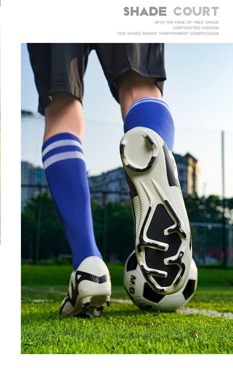 Botas de Fútbol Profesionales FG/TF para Hombre, Tacos Largos para Césped, Transpirables, Ligeras y Cómodas para Entrenamiento