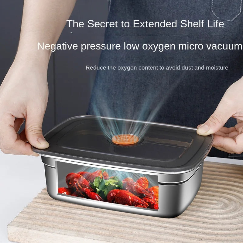 Crisper de acero inoxidable 304, fiambrera, fiambrera sellada a prueba de fugas, caja de almacenamiento para refrigerador y congelador, fiambrera para acampar