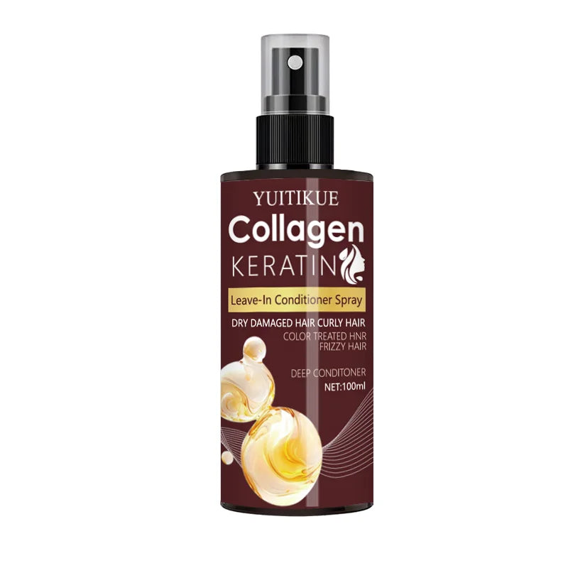 El spray para el cabello con colágeno y queratina nutre las raíces del cabello, el masaje del cuero cabelludo, repara el cabello, solución para el cuidado del cabello con control de aceite