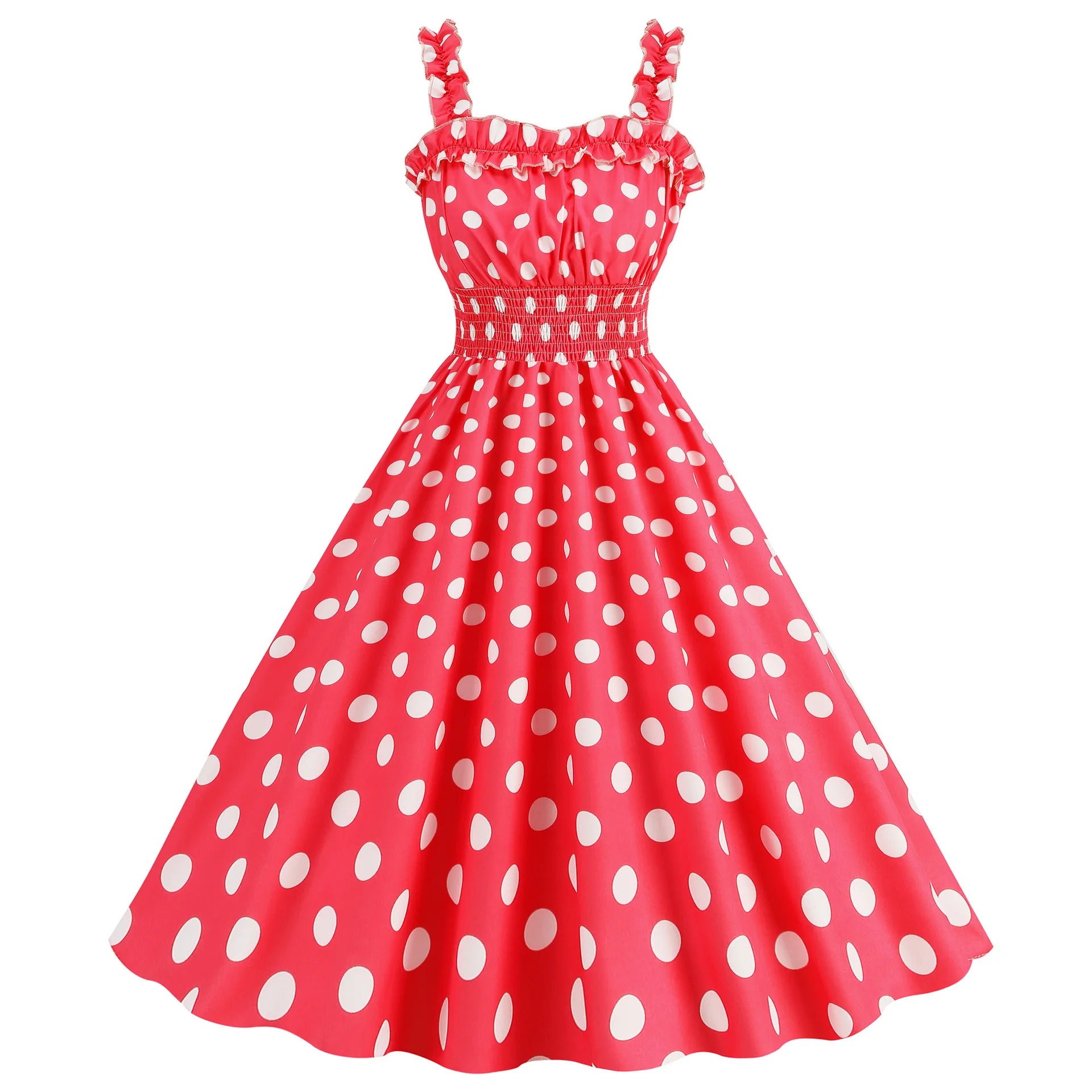 Elegante Vestido de Mujer con Estampado de Puntos, Estilo Hepburn de los Años 50 y 60, Vestido Vintage Sexy con Cuello Halter, Estilo Rockabilly Retro para Fiesta u Oficina, Vestido Pinup 2026