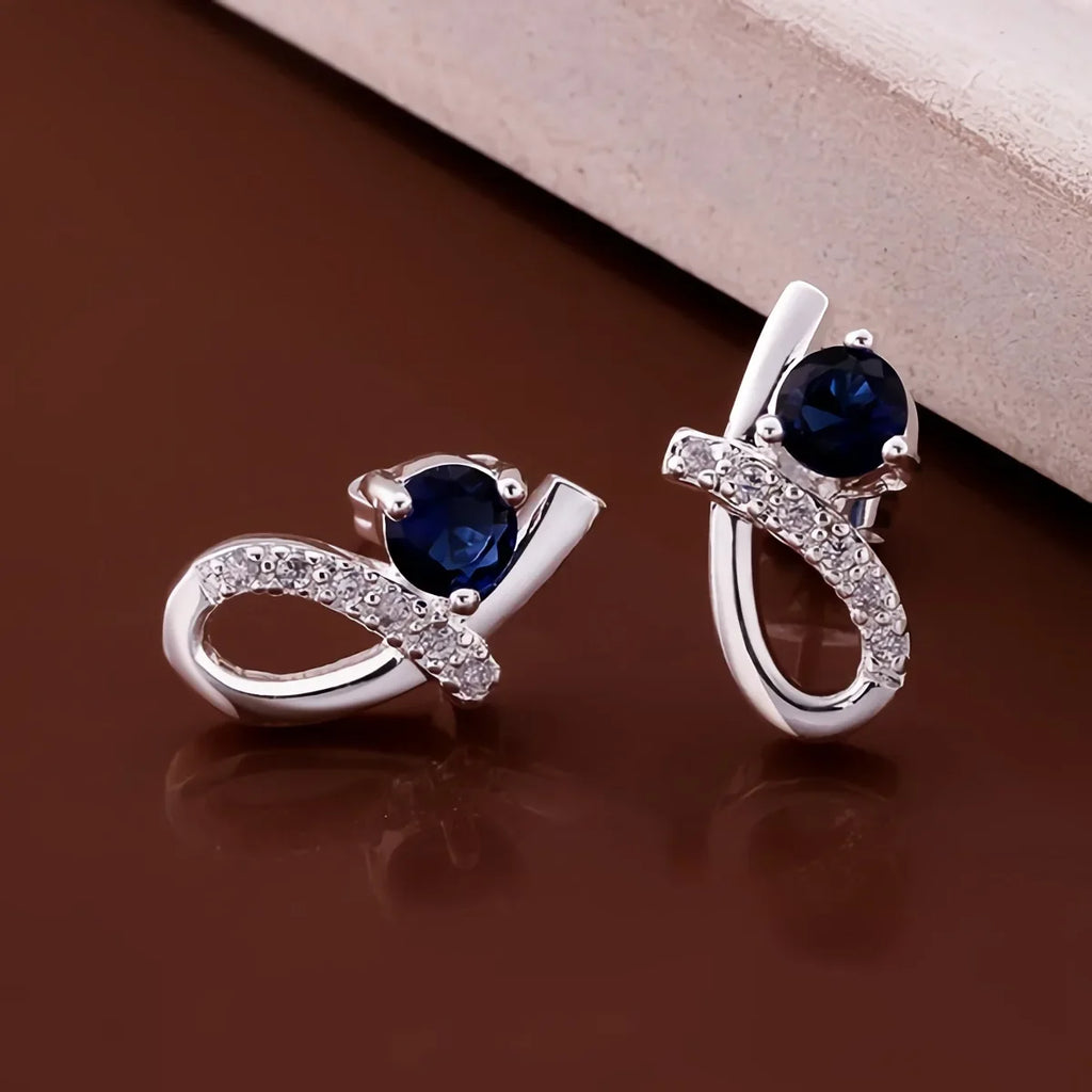 Pendientes de plata de ley 925 románticos de cristal de circón azul para mujer, joyería de compromiso para fiesta de boda, regalos de vacaciones