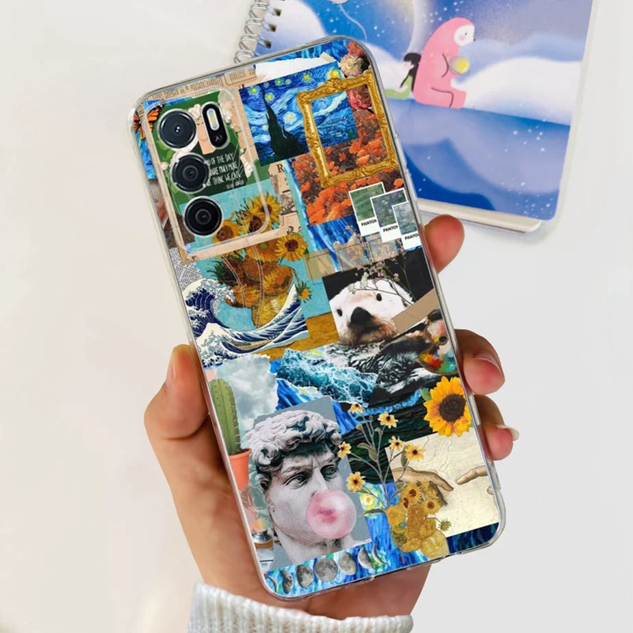 Para Oppo A16 A16s funda elegante pintada contraportada suave funda de teléfono delgada para Oppo A16s OppoA16 s CPH2269 Coque Fundas carcasa de parachoques