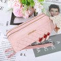 Cartera larga para mujer, monederos con borlas, tarjetero, billeteras con doble cremallera, bolso de mano de cuero Pu, bolso de lujo para dinero y teléfono