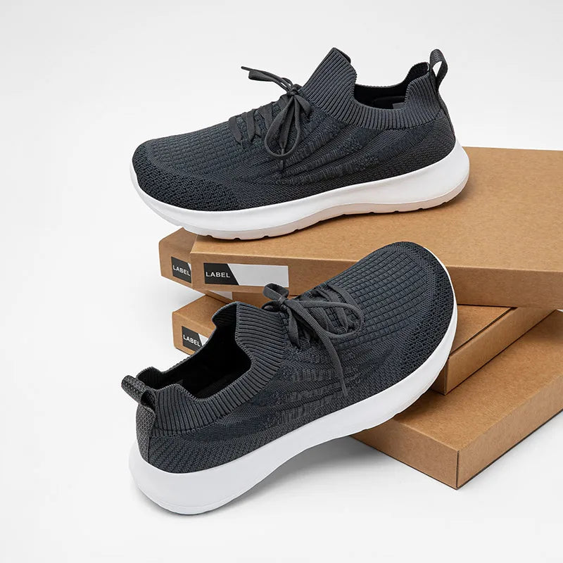 HOBIBEAR Zapatillas de deporte unisex para correr, zapatos para caminar transpirables de malla con punta ancha, zapatillas de senderismo con cordones antideslizantes