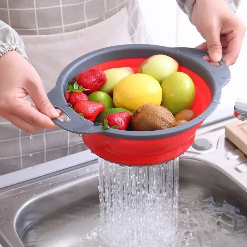 Escurridor plegable redondo, cesta de lavado de frutas y verduras, colador plegable, escurridor plegable, herramienta de almacenamiento de cocina