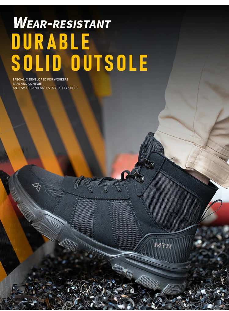 Zapatos de seguridad ligeros y transpirables para hombre, puntera de acero, zapatos de trabajo antigolpes, botas de seguridad indestructibles antipinchazos