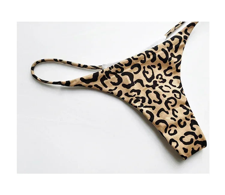 Bragas de algodón con estampado de leopardo para mujer, bragas sexis, Tanga de cintura baja, Bikini con espalda en T, ropa interior sin costuras, lencería femenina, talla S-XXL