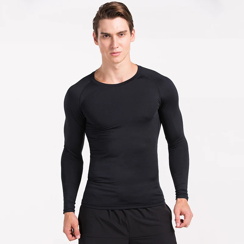 Camiseta de compresión para correr para hombre, camiseta de manga larga para hombre, ropa de gimnasio, ropa deportiva de secado rápido, camiseta de Fitness, camiseta de entrenamiento muscular