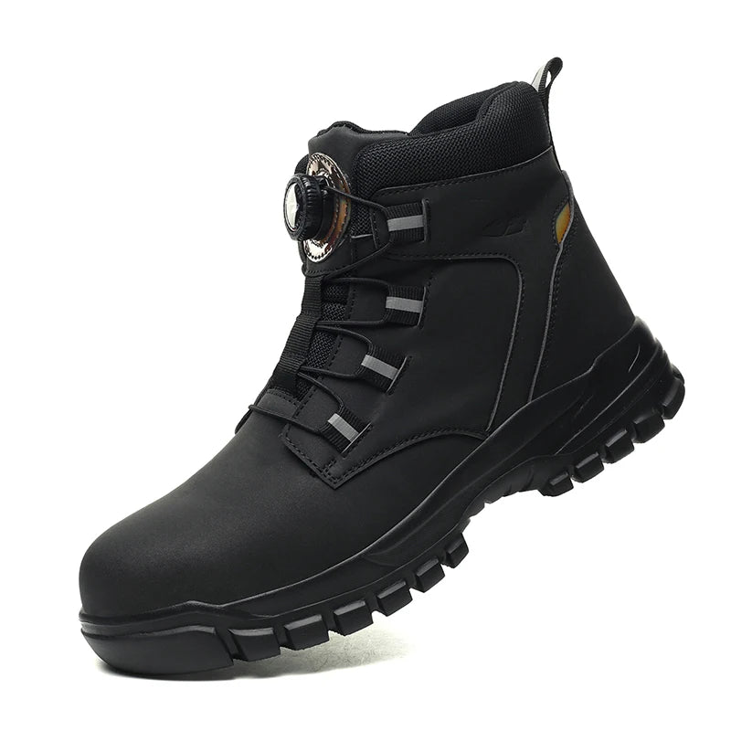 Botas de trabajo de seguridad impermeables para hombre, zapatos con punta de acero, botas tácticas de senderismo y aventura al aire libre, antiimpacto y antipinchazos