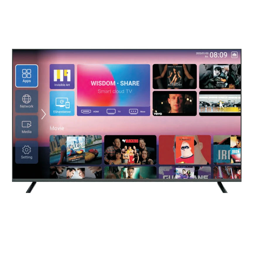 Smart TV LED con WiFi y para Bluetooth 4K UHD TV sin marco disponible en tamaños de 32 pulgadas y más grande para hoteles