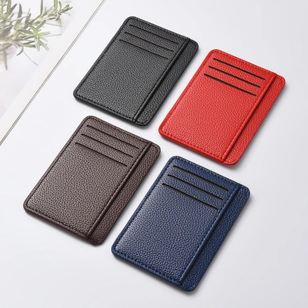 Carteras minimalistas delgadas con bolsillo frontal para hombre, tarjetero con bloqueo RFID, carteras de cuero portátiles