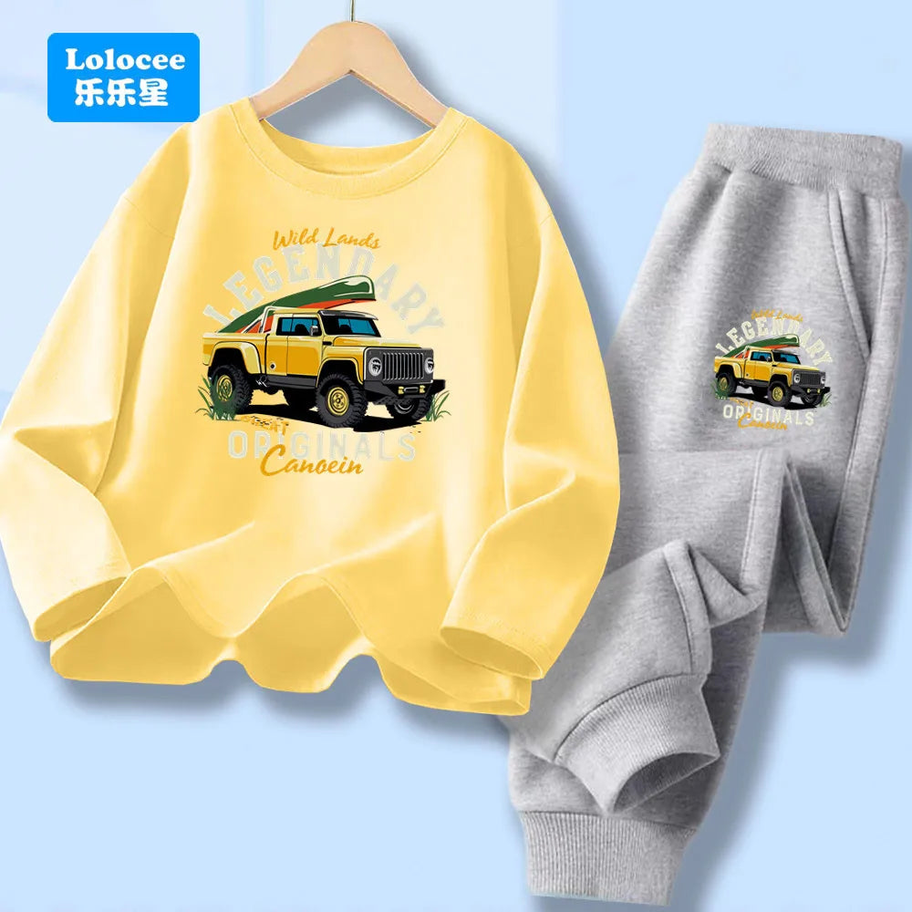 Conjuntos de camisetas y pantalones largos para niños, camisetas y pantalones de manga larga, conjuntos de 2 uds para niños, conjuntos geniales, ropa de moda para niños YYPK1