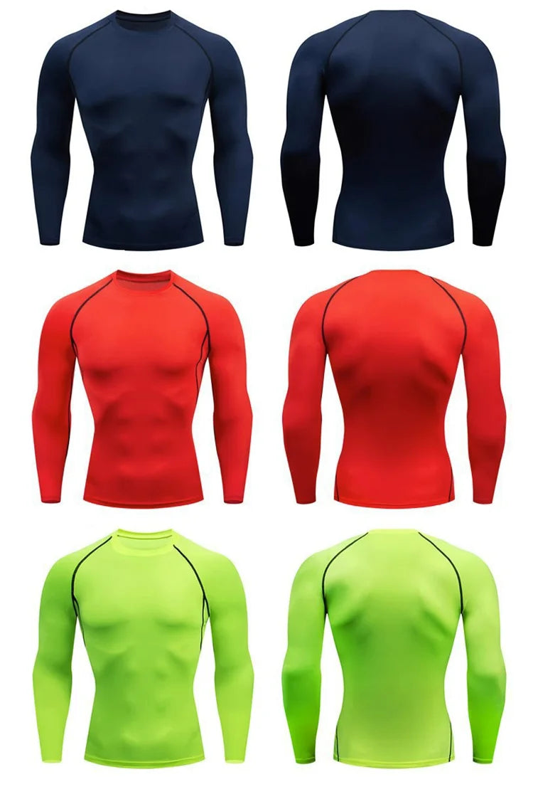 Camiseta de compresión para correr para hombre, camiseta de manga larga para hombre, ropa de gimnasio, ropa deportiva de secado rápido, camiseta de Fitness, camiseta de entrenamiento muscular