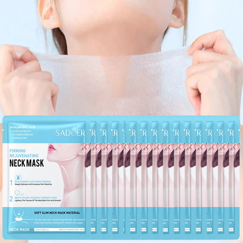10 Uds SADOER ácido hialurónico máscara de cuello colágeno reafirmante máscaras de cuello nutritivo brillo belleza hidratante cuellos cuidado de la piel