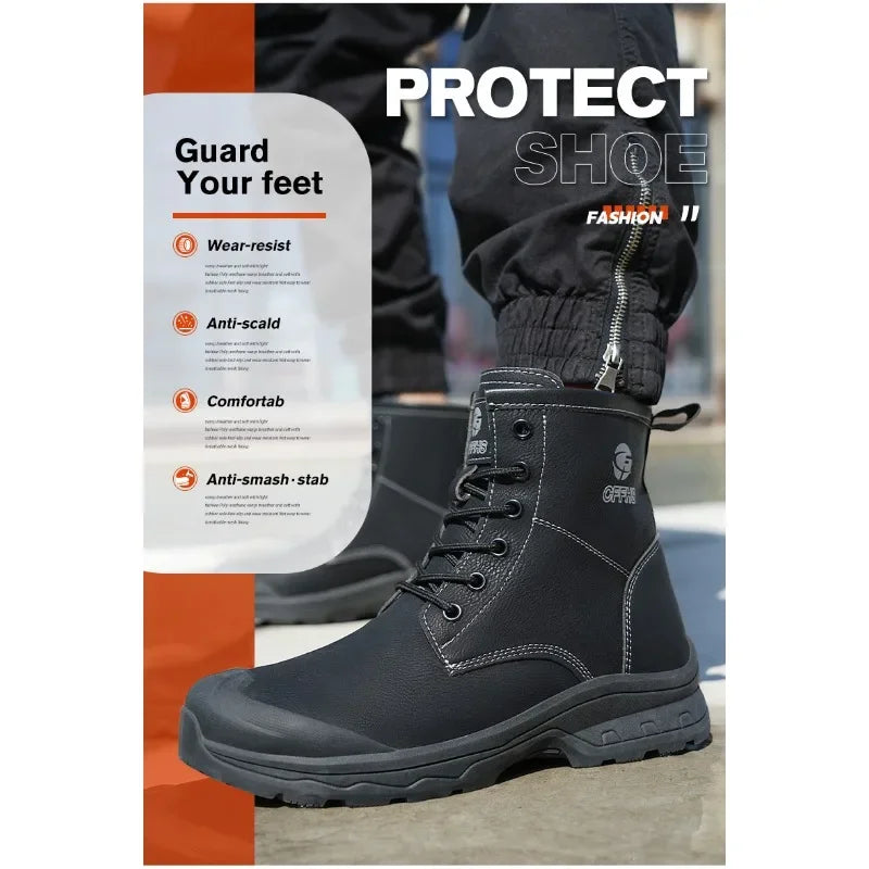 Botas de trabajo de microfibra de alta gama para hombre con puntera de acero para antigolpes y antipinchazos, antipinchazos de Kevlar
