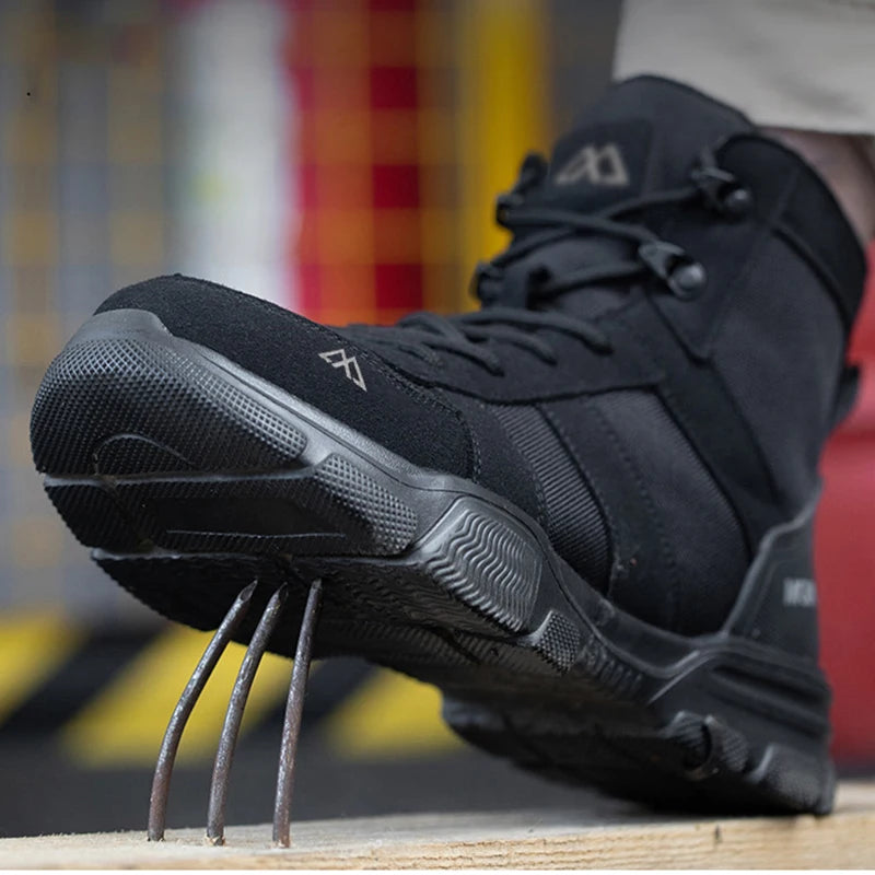 Zapatos de seguridad ligeros y transpirables para hombre, puntera de acero, zapatos de trabajo antigolpes, botas de seguridad indestructibles antipinchazos