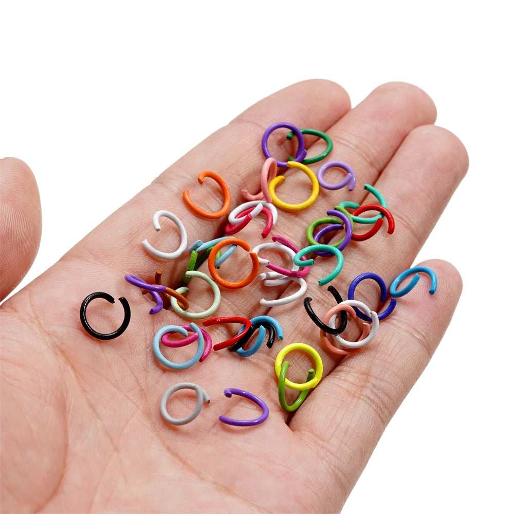 100 unids/lote 1,2x10mm anillos abiertos coloridos conector de anillo de salto dividido para hacer joyería Diy accesorios suministros
