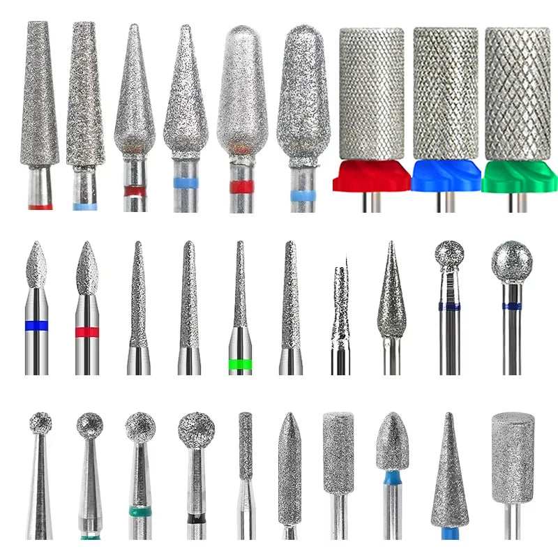 Brocas de cerámica para uñas de diamante, fresa para manicura, limas rotativas para cutículas izquierda y derecha, herramientas de accesorios para uñas DIY