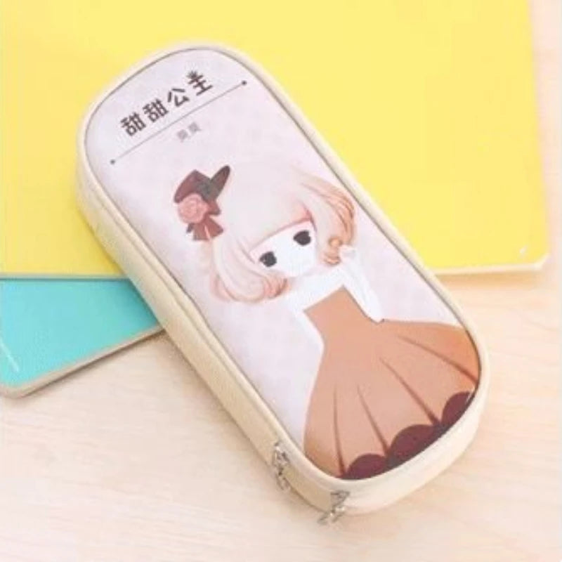 Estuche de cuero PU para lápices de dibujos animados, bolsa de almacenamiento de papelería escolar, estuche bonito para estudiantes, bolsa para bolígrafos para niños, regalos y premios