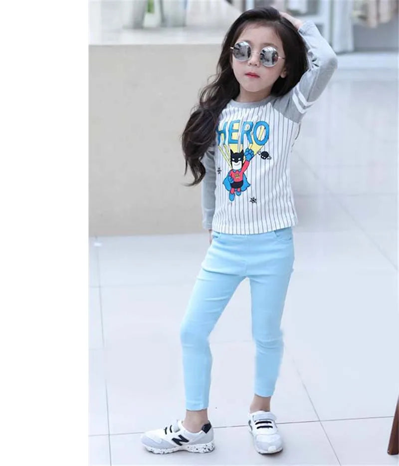 Nueva ropa de otoño para bebés, pantalones vaqueros para niñas, pantalones ajustados de Color caramelo para niños, pantalones largos informales para bebés, pantalones para niñas pequeñas