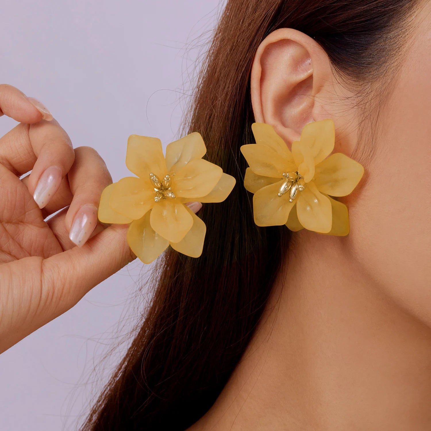 Pendientes de Flores Grandes de Acrílico Estilo Bohemia para Mujer, Pendientes de Botón con Flores Verdes, Blancas, Rojas y Amarillas, Joyería para Fiestas y Bodas