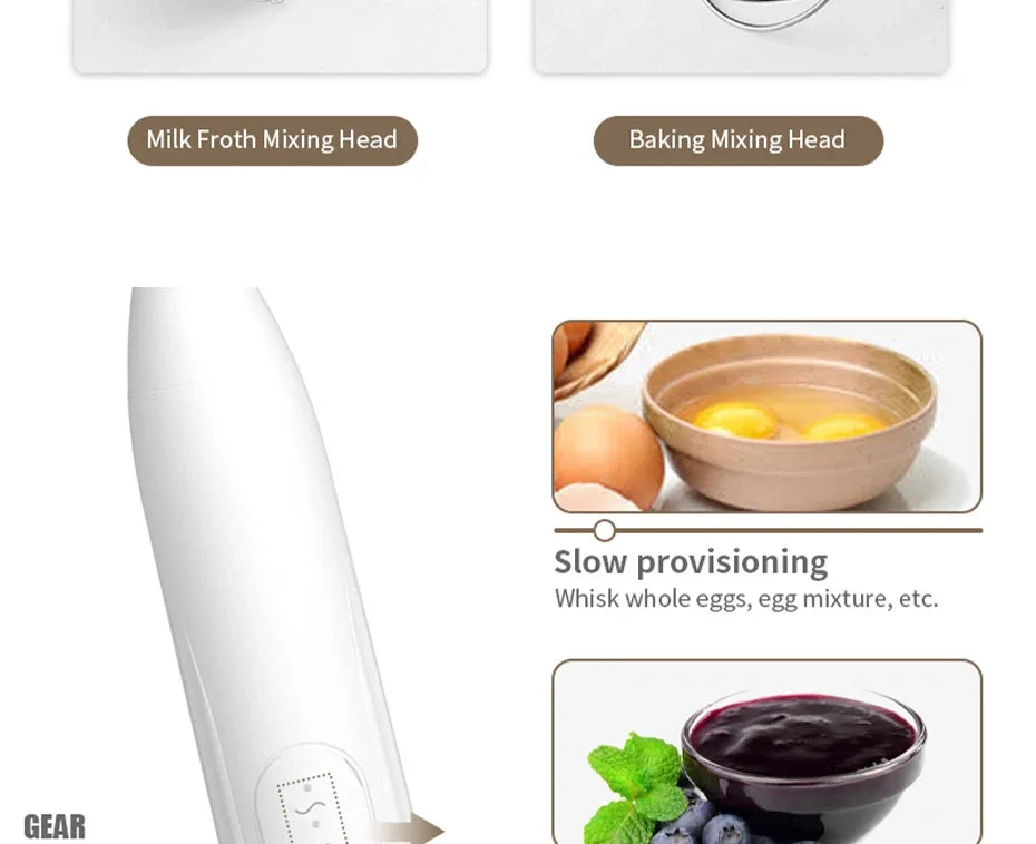 Artículos de cocina 2 en 1, batidor de huevos eléctrico con carga USB, Mini licuadora, accesorios de cocina, mezclador, utensilios para el hogar, barra de doble cabezal