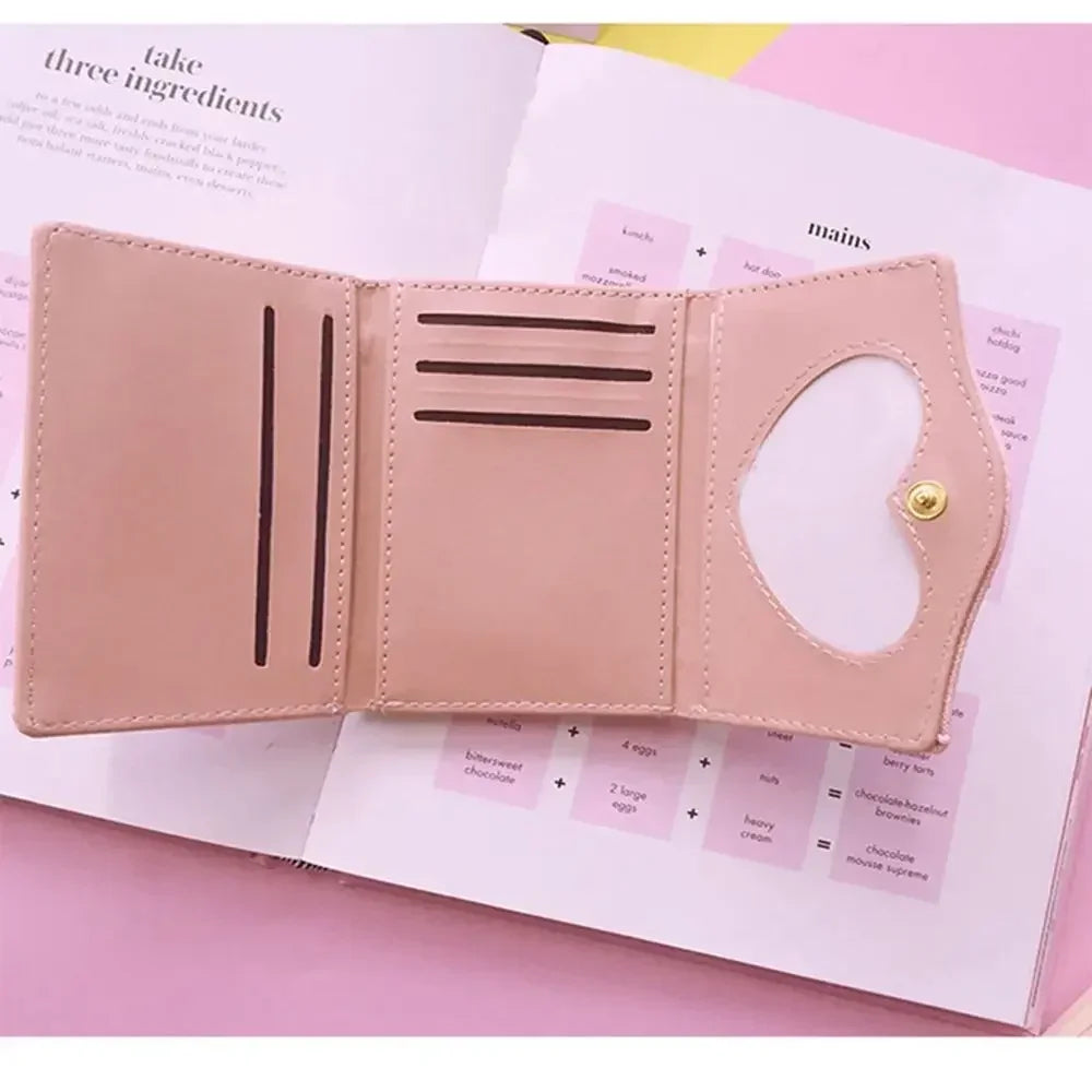 Cartera corta para mujer, bolso de mano con nudo de lazo de Color caramelo, cartera de moda para chica Sailor Moon, bolso de mano, monedero para tarjetas, nuevo Popular