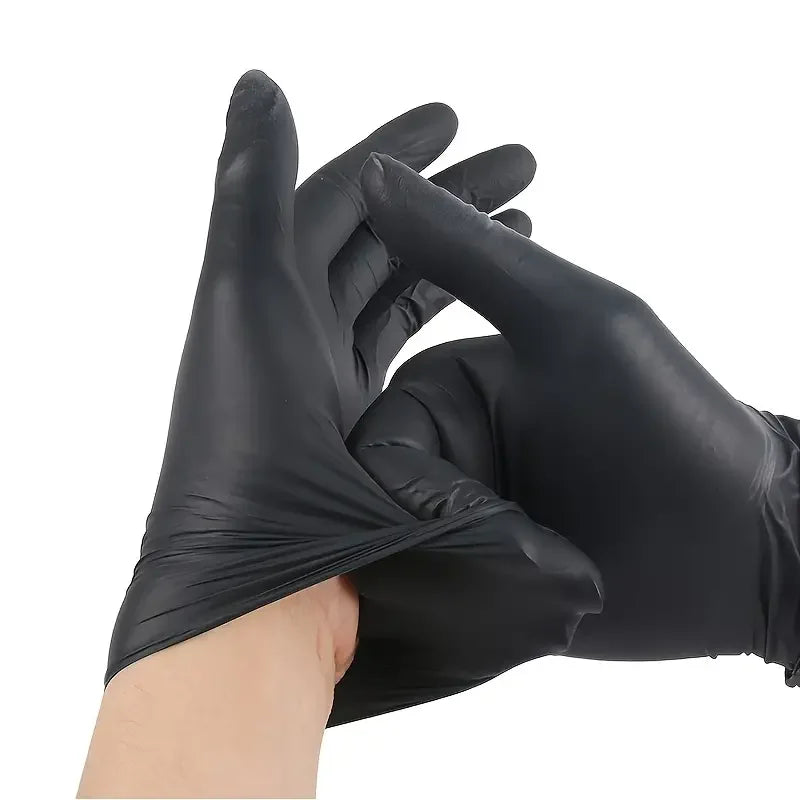 Guantes de nitrilo negros desechables, guantes de limpieza duraderos y gruesos para el hogar, para cocina, teñido del cabello, tatuaje, 20/50/100 Uds.