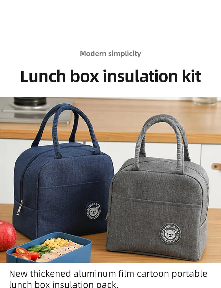 Bolsa de almuerzo aislada para mujeres y niños, bolsa térmica portátil, bolsa de hielo, contenedor de comida de lona, bolsas de Picnic de alimentos