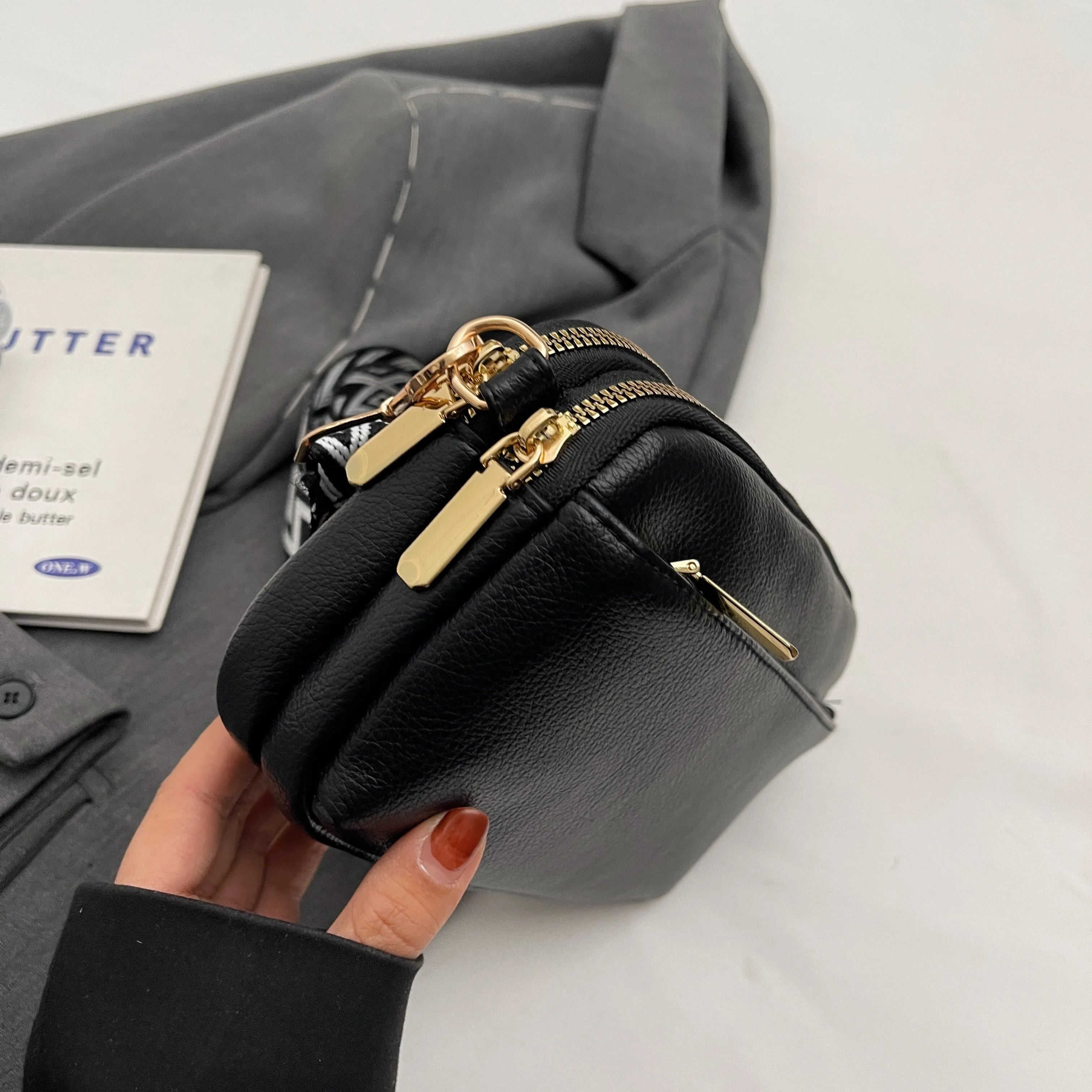 Bolso cruzado vegano elegante para mujer, bolso de hombro de PU minimalista y a la moda, compacto, espacioso, apto para teléfono