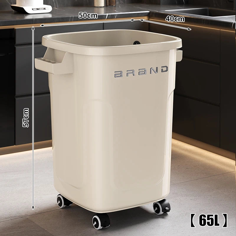 Contenedor de Basura de Cocina de Gran Capacidad con Ruedas y Tapa para Uso Doméstico y Comercial, Fácil de Mover, No Es Necesario Agacharse