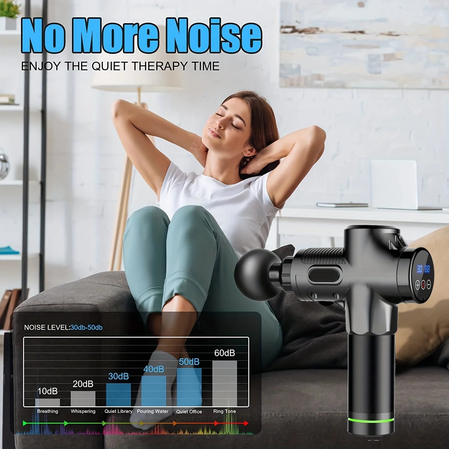 Pistola de masaje de 30 niveles para Fascia, equipo de Fitness eléctrico para relajación muscular profunda, cuerpo, cuello, reducción de ruido, hombre y mujer