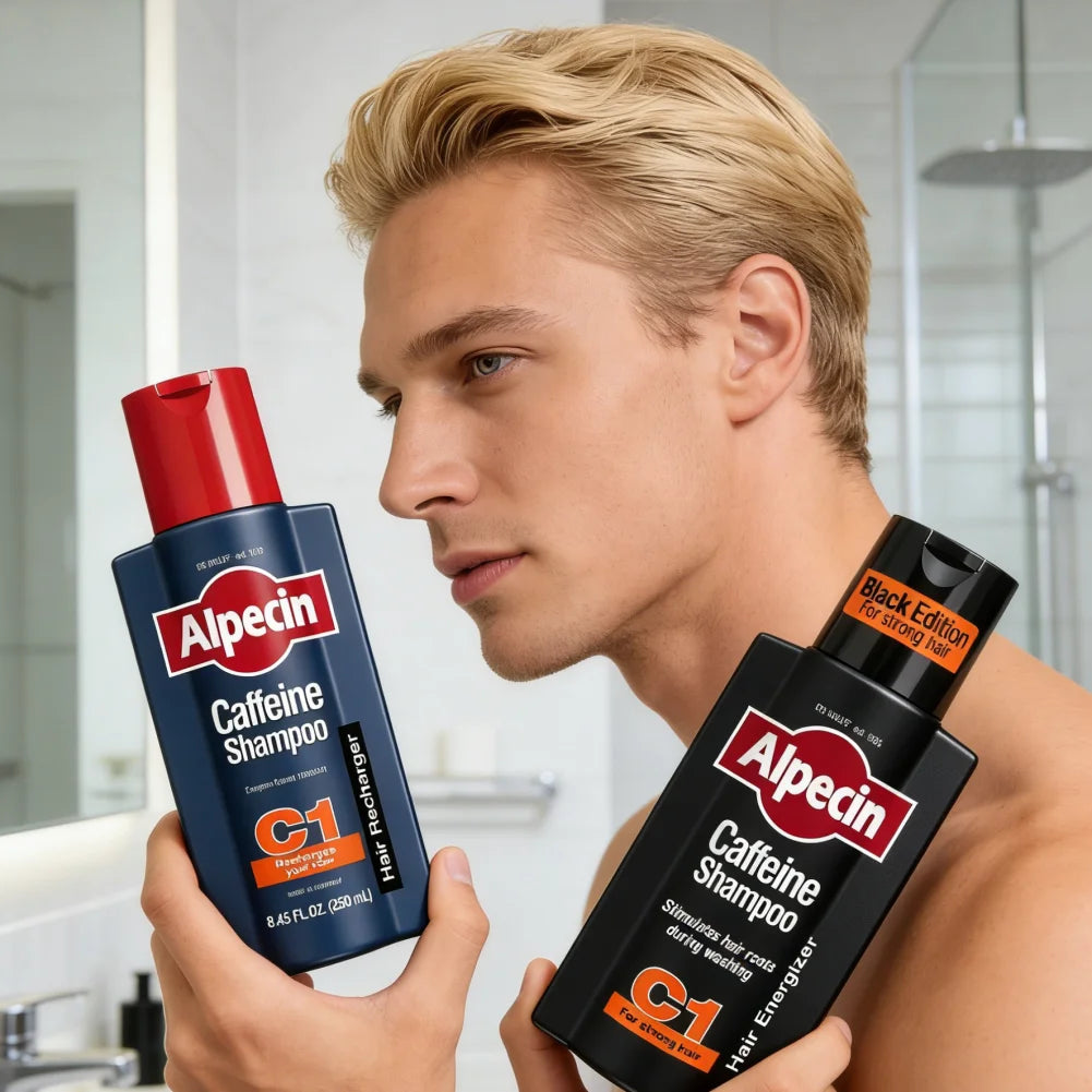 Champú Alpecin C1 con Cafeína de Alemania, Anticaída, Control de Grasa, Elimina la Caspa, Limpia Profundamente los Folículos Pilosos, Repara el Cabello