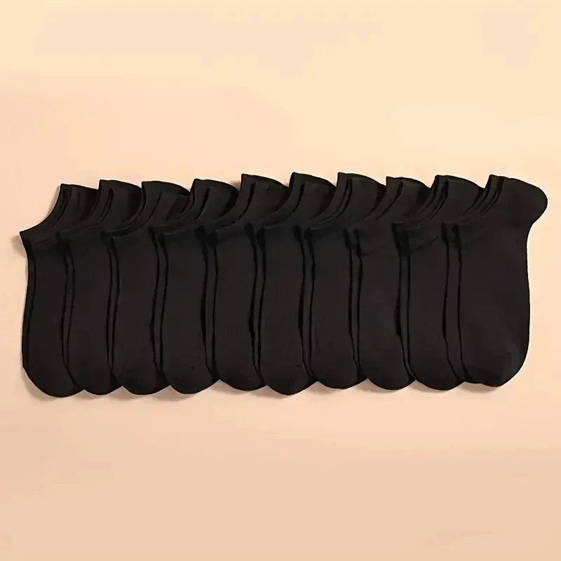 10/20 pares de calcetines náuticos informales Unisex de Color liso, finos, transpirables, cómodos, antiolor, absorbentes del sudor, calcetines tobilleros de corte bajo para hombres y mujeres
