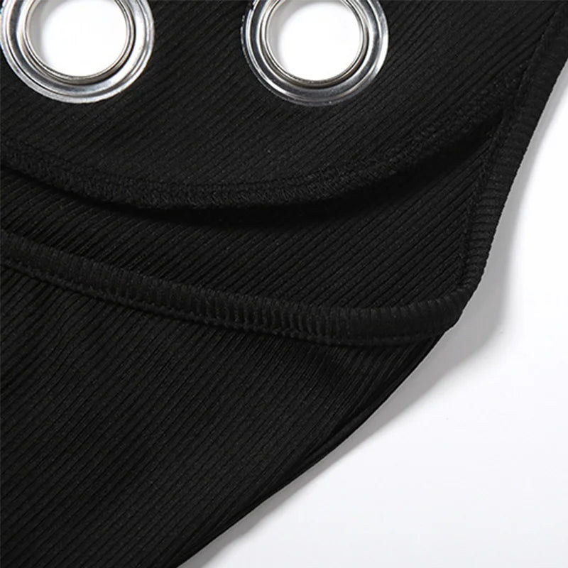 Vestido Sexy con Cuello Halter y Anillo Metálico, Vestido Corto Ajustado sin Mangas con Cuello Redondo para Mujer, Vestidos Mini de Verano 2026, Ropa de Fiesta Moderna y Atrevida para Mujer