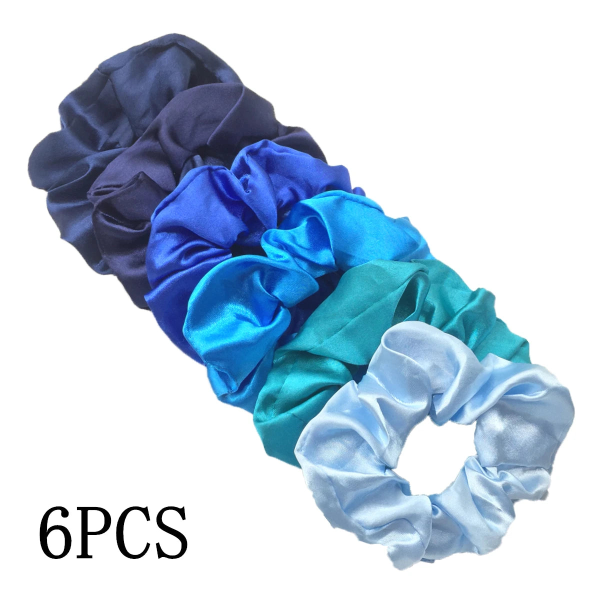 6 unids/lote, bandas para el pelo, lazos, cuerdas, soporte para cola de caballo para mujeres o niñas, accesorios, tocados de satén, Color sólido 100