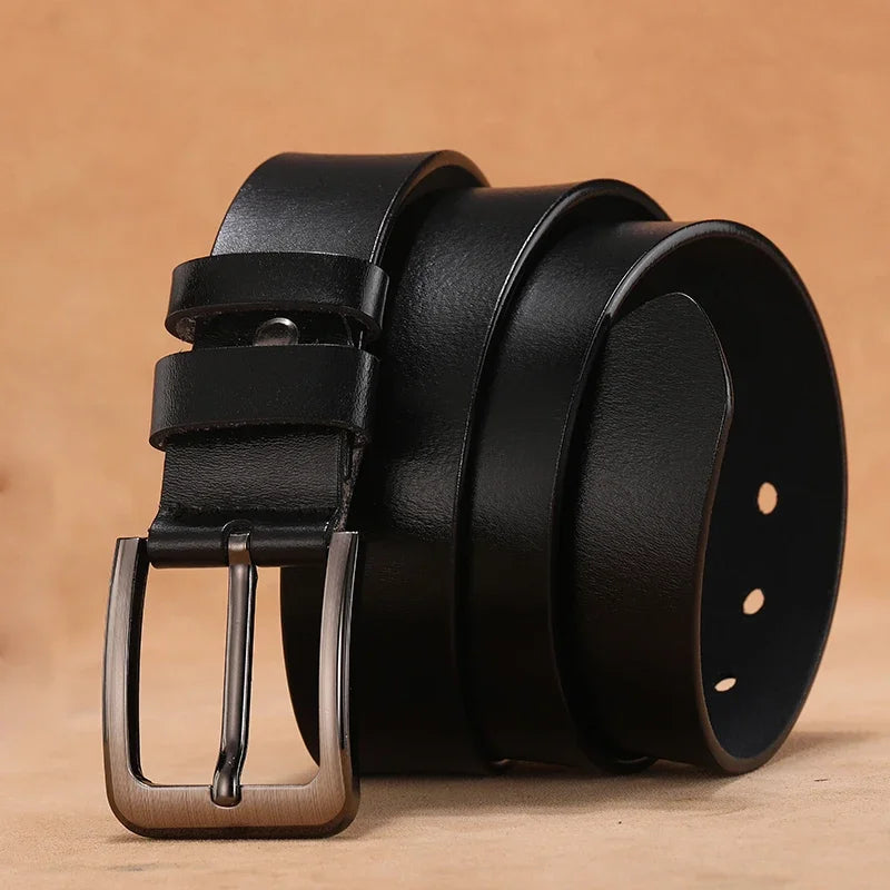 Cinturones masculinos de cuero genuino de alta calidad con hebilla grande y larga, cintura para hombre 110 120 130 140 150 160 170cm, cinturones de talla grande para hombre