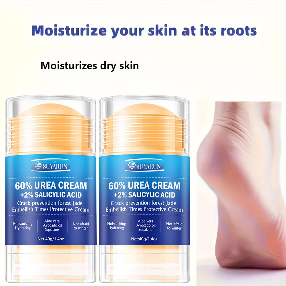 SUYARUN Crema para el cuidado de los pies con urea al 60% - Reparación intensiva del talón agrietado, eliminador de callos para pies secos - Absorción rápida de la piel del pie.