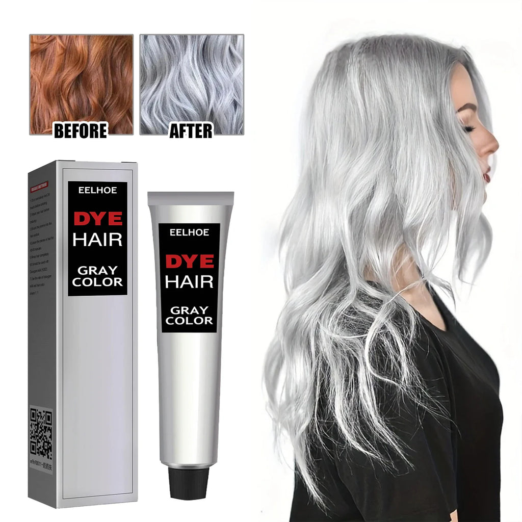 Tinte para el cabello gris plateado semipermanente, crema de tinte para el cabello Natural. Tratamiento lavable, tinte para sujetar todo el día, peinado DIY para fiesta, Cosplay