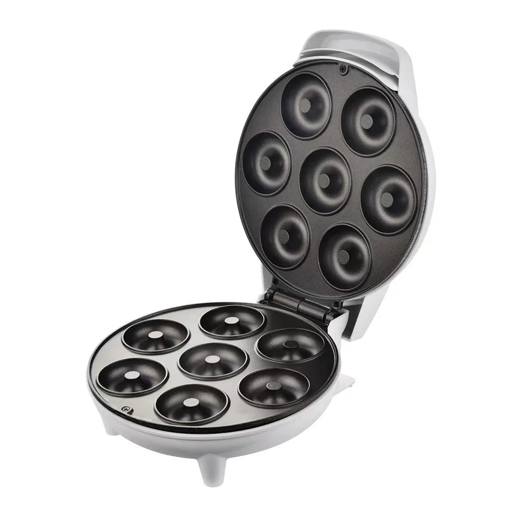 Mini máquina para hacer rosquillas, superficie antiadherente para niños, desayuno, aperitivos, postres, hace 7 donuts, electrodomésticos de Color blanco