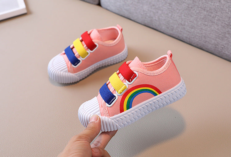 Zapatillas de deporte para niños, zapatos con gancho a la moda para niñas, zapatos de lona informales antideslizantes para estudiantes, zapatos planos de diseñador para primavera y otoño