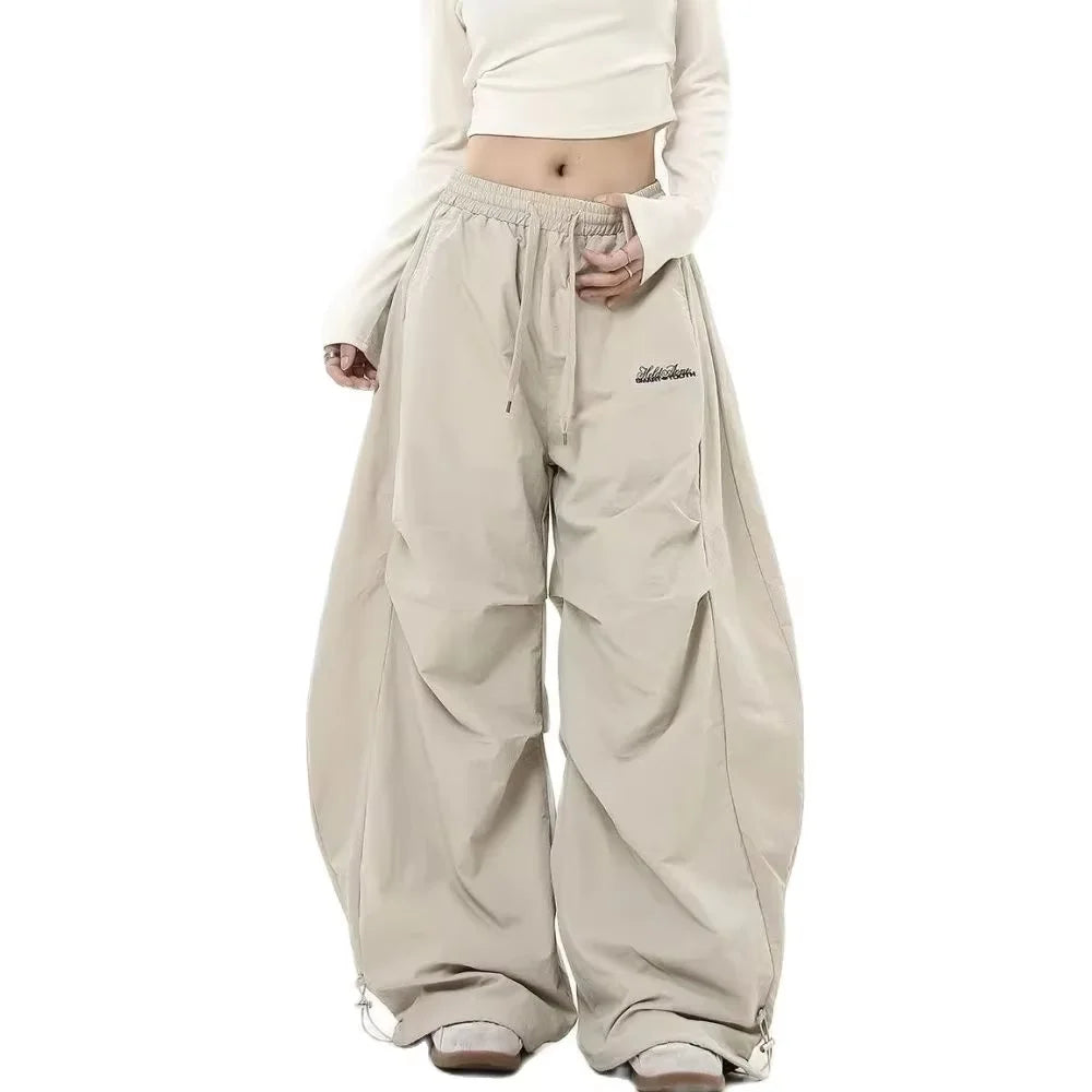 New In Women's Sweatpants Casual Matching Wide Leg Pant Chic Sportswear Loose Cargo Pants Drawstring Joggers Baggy Streetwear