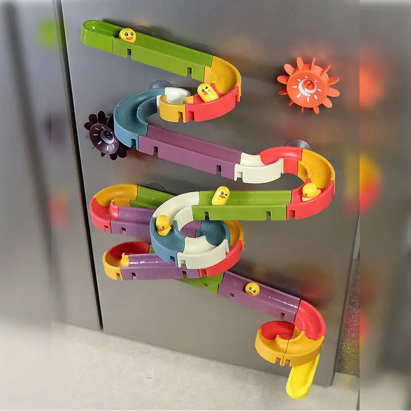 Bebé DIY montaje pista tobogán ventosa juguetes bañera juguetes bebé baño bañera ducha juguete conjunto pato agua juguetes para niños