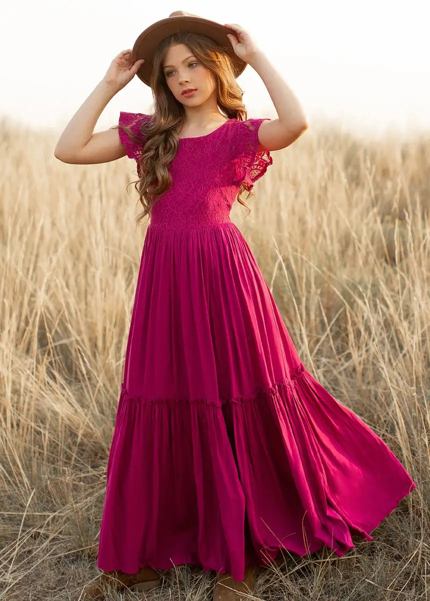 Vestidos largos bohemios de encaje para niñas de 3 a 14 años, vestido de fiesta de princesa con flores para bebés y niños, disfraz, ropa para niños