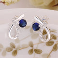 Pendientes de plata de ley 925 románticos de cristal de circón azul para mujer, joyería de compromiso para fiesta de boda, regalos de vacaciones