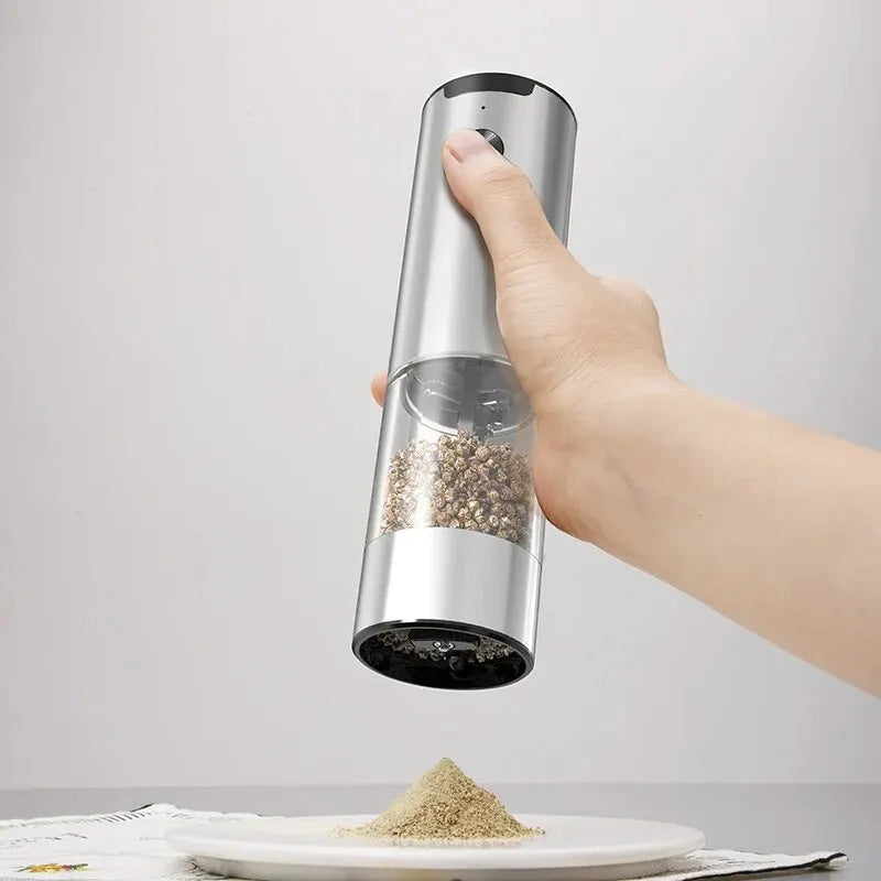 Molinillo Eléctrico automático de pimienta y sal con luz LED, molinillo ajustable sin aspereza, herramientas de cocina