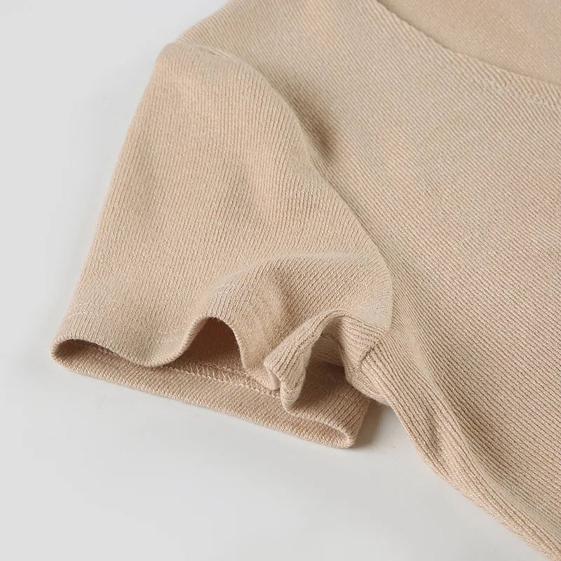 Novedad de verano, minivestido elegante de punto sin tirantes para mujer, vestidos de manga corta con cuello en V y botones, ropa de calle para mujer Ne